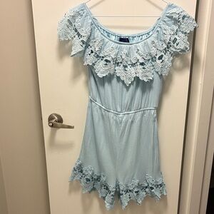 Blue Rain Light Blue Lace Romper